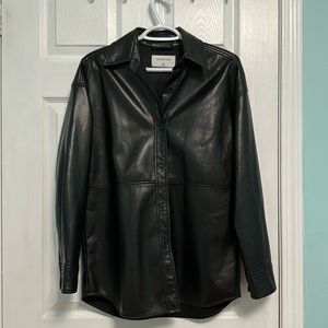 Aritzia Babaton Leather Shirt Jacket in Black